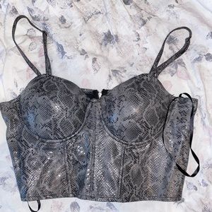 Leather snake print corset top